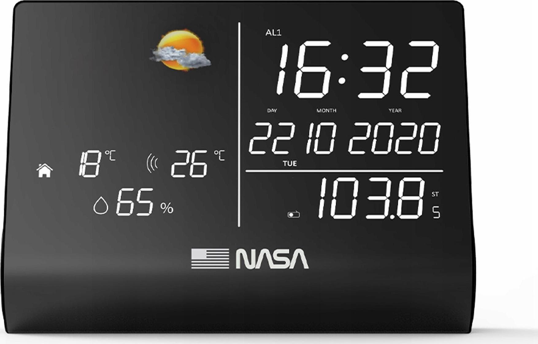Stacion moti NASA WSP1300, ekran me ngjyra, radio FM dhe Bluetooth, i zi