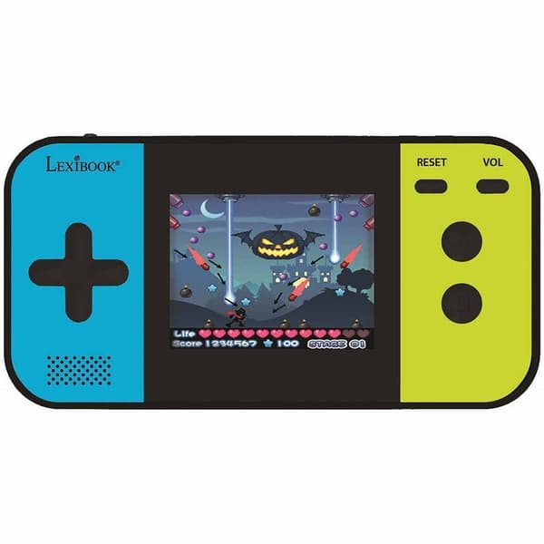 Konzolë portative lojërash Lexibook JL2377 Compact Cyber Arcade, 250 lojëra, ekran 2.5" LCD, e zezë blu jeshile