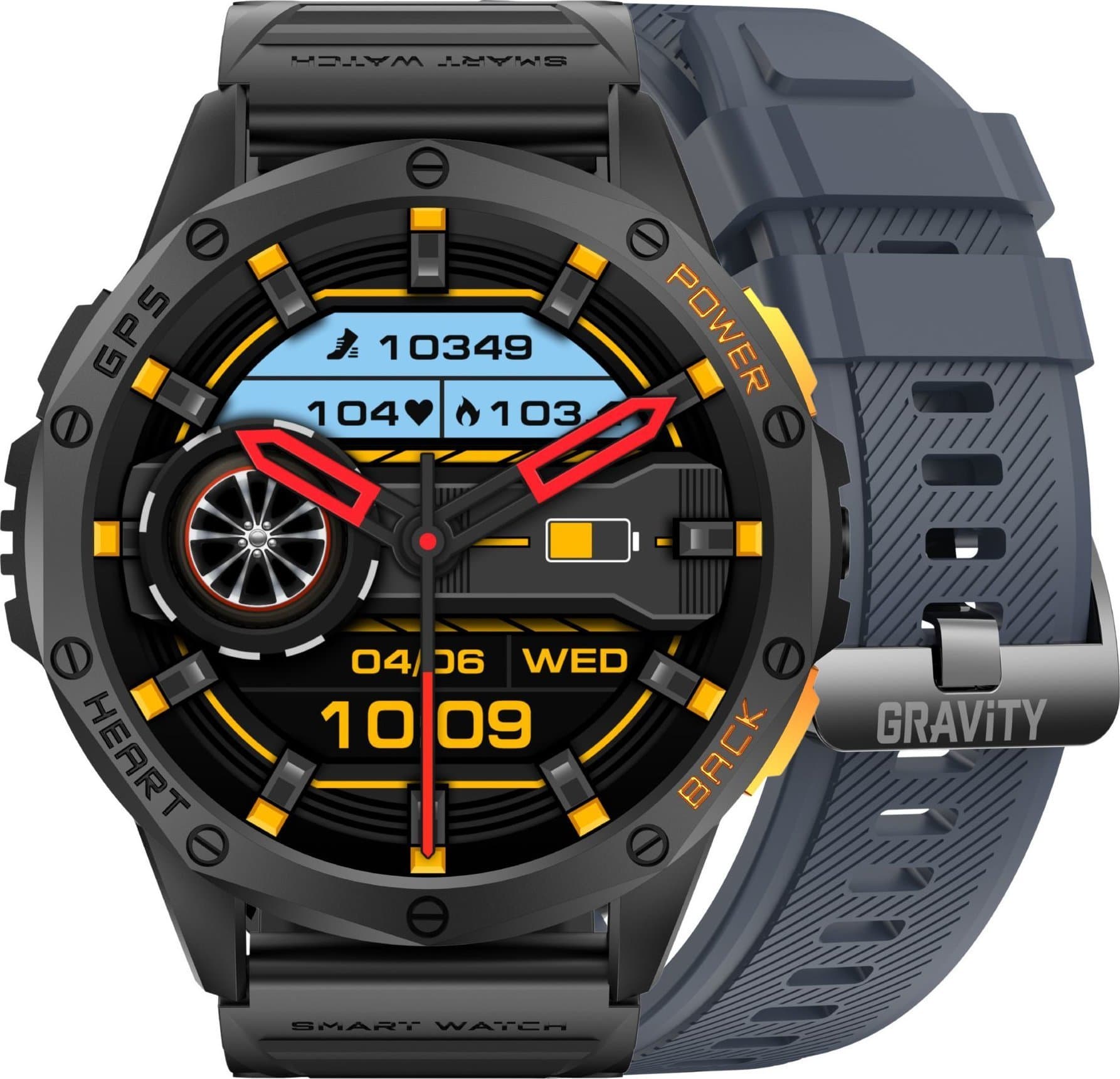 Orë inteligjente Gravity GPS GT24-1, 1.43", AMOLED, IP68, rrip silikoni i zi dhe blu