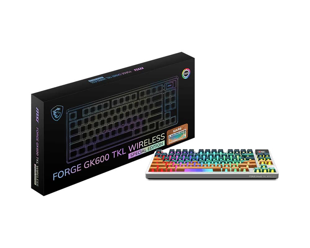 TASTIERE GAMING MSI FORGE GK600 TKL MEKANIKE WIFI MARS BLACK