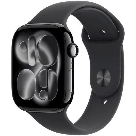 Apple Watch Series 11 GPS 46mm Jet Black Aluminium Case with Black Sport Band, M/L