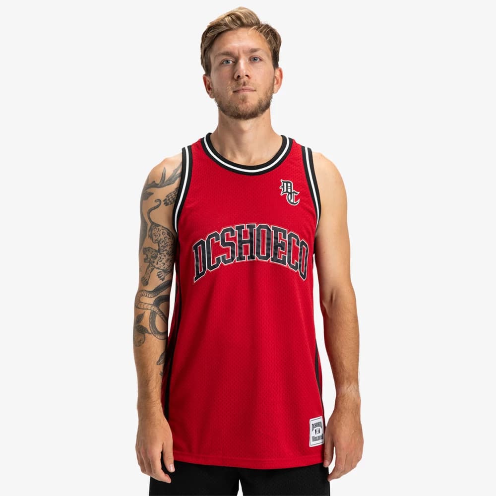 DC Men's Hoops Basketball Tank Shirt - Barbados Cherry