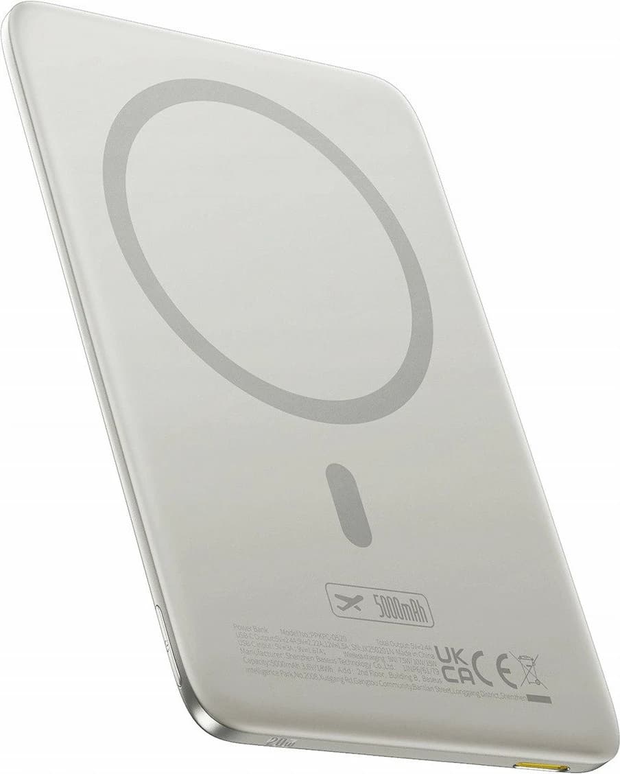 Powerbank Baseus PicoGo AM41 5000mAh 20W MagSafe/Qi ultra-slim me kabllo USB-C 60W 30cm, titanium