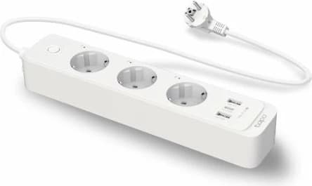 Ndarës prizash smart Wi‑Fi TP-LINK Tapo P300, 3 prizë individuale + 2x USB-A + 1x USB-C, PD/QC 18W, 1.5 m kabllo, bardhë