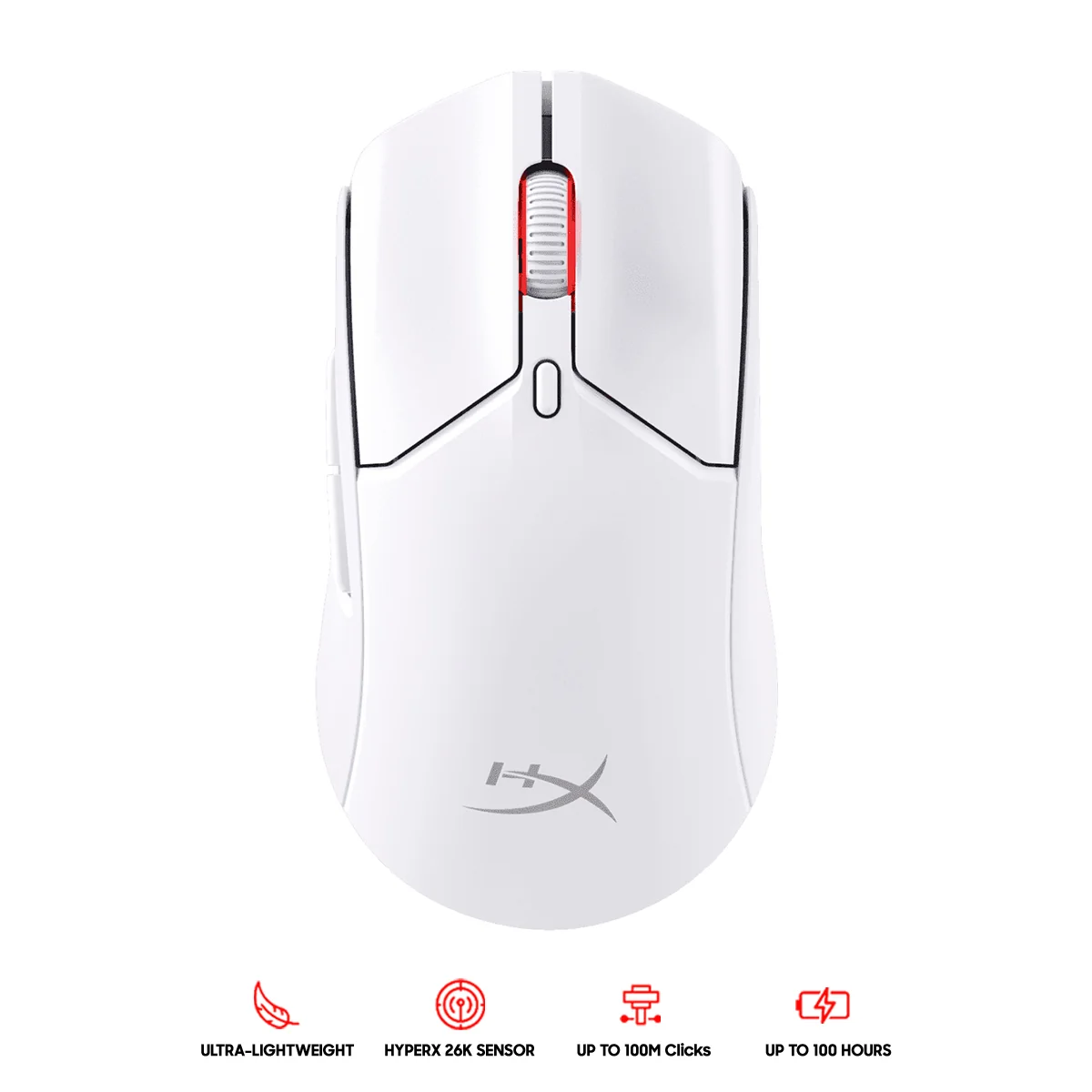 Maus Gaming HyperX Pulsefire Haste 2 Mini / Wireless / 26.000 DPI / 650 IPS / 59g / 2.4GHz + Bluetooth / USB-C – Bardhë