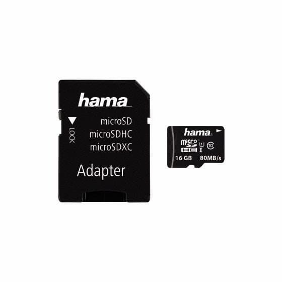 MEMORJE MICRO SD + ADAPTER 16GB HAMA 80mbps 124138 UHS-I