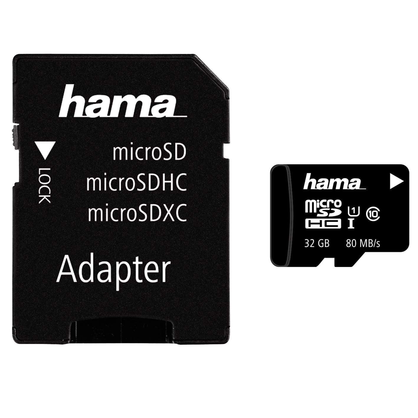 MEMORJE MICRO SD + ADAPTER 32GB HAMA 80mbps 124139 UHS-I